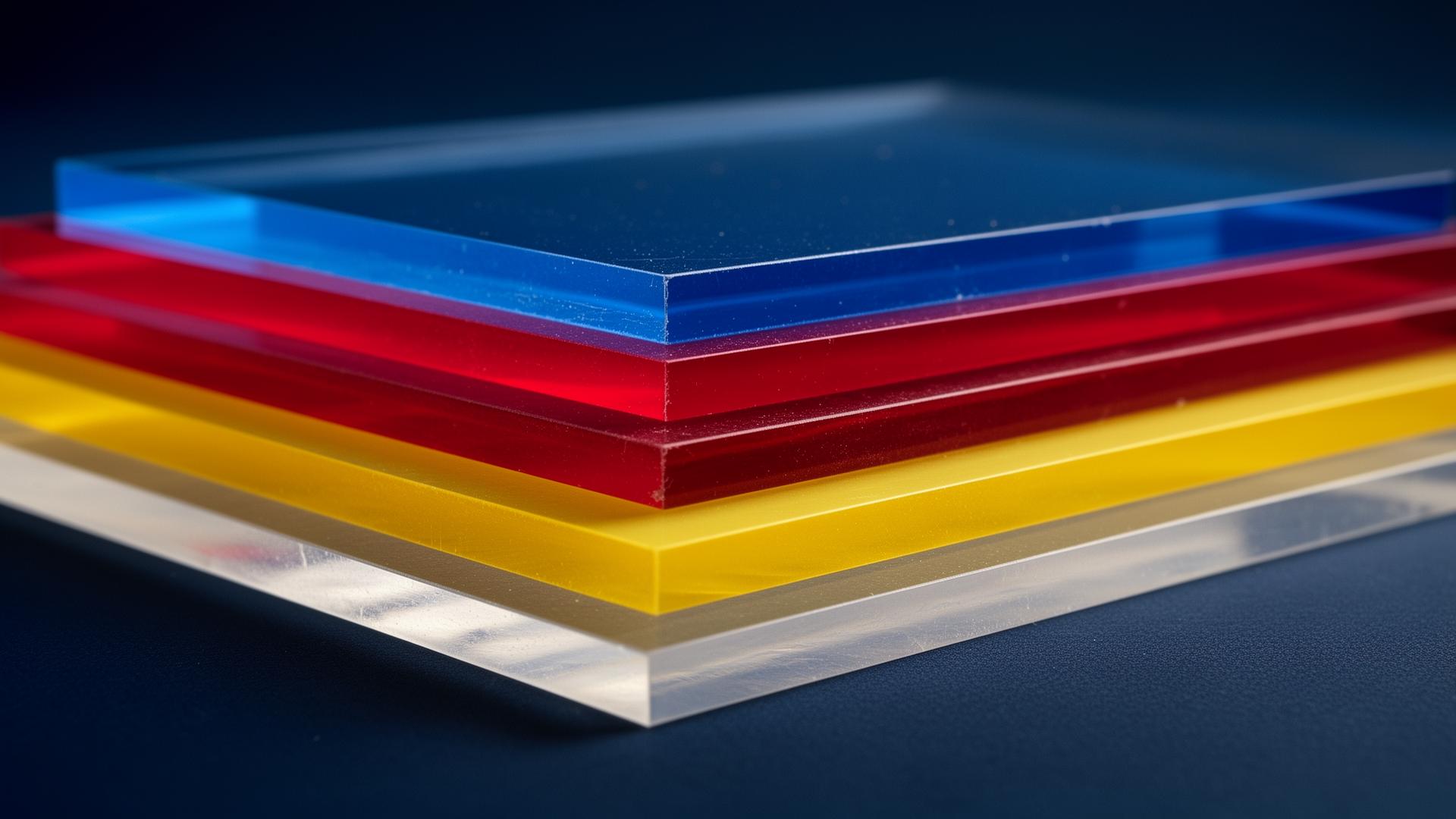 Planchas de acrílico de colores apiladas